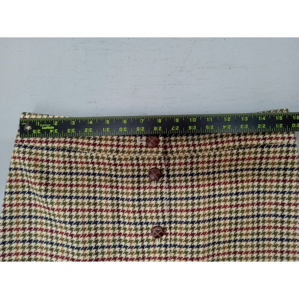 Talbots Wool Blend Houndstooth Button Front Skirt Size 8 tan Academia Preppy - Picture 7 of 11